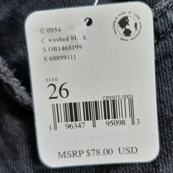 Free People Maggie Mid Rise Straight leg Women's Jeans, Washed Black,, Size 26, - Picture 13 of 13